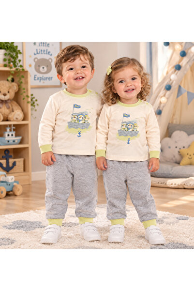 Biberon Baby Baby Set 100% Cotton Long Sleeve Printed Top and Bottom