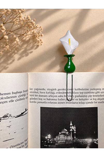 Güsvent Design Co El Yapımı Çiçekli Vazo Kitap Ayracı