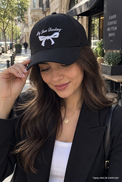 ZERAMİNE Women's Black Baseball Hat with Bow Detail