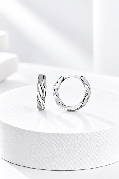 jelux silver Gümüş 925 Ayar 14 Mm Burgu Halka Model Gümüş Küpe