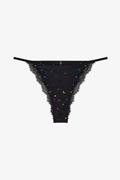Penti Siyah Micro Lace Brazilian Külot