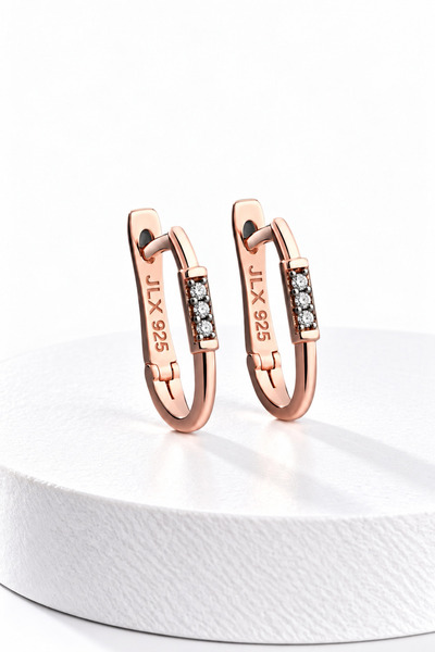 jelux silver Gümüş 925 Ayar Zirkon Sıra Taşlı Rose Renkli Küpe