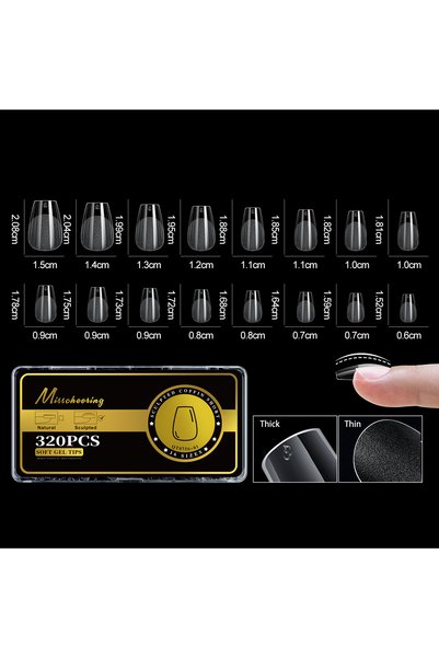 Choice 01-320 قطعة-Coffin-S S-2XL أطراف أظافر صناعية لامعة منحوتة من الجل الن...