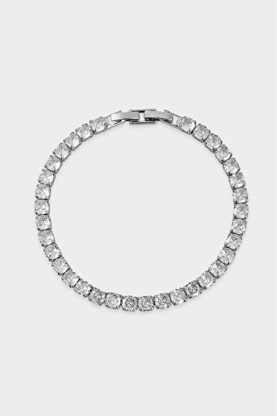 Crupt Studio 5mm X 21cm Tennis Chain Silver Tone Zincir Erkek Bileklik