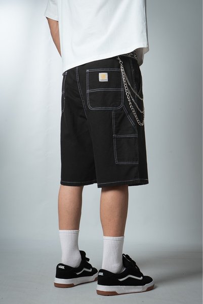 UKHWD SUPPLY Black Carpenter Denim Jort Men's Urban Shorts