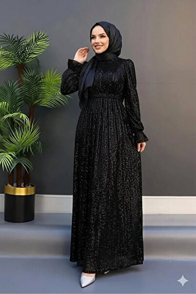 STYLE NİŞANTAŞI Sequin Butterfly Evening Dress Black