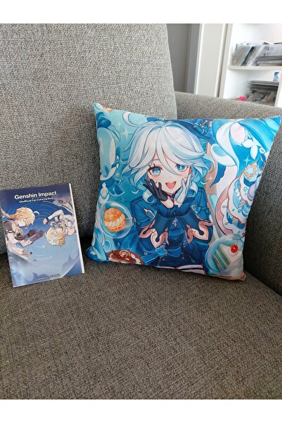 Genshin Impact One-Way Printed Cushion with Furina 25X25 cm Decorative Cushio...