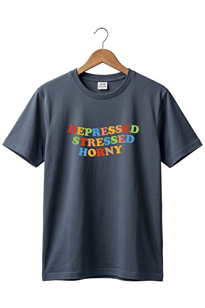 The Baski Ανθρακί Unisex Depressed Stressed Horny πολύχρωμο εμπριμέ κοντομάνι...