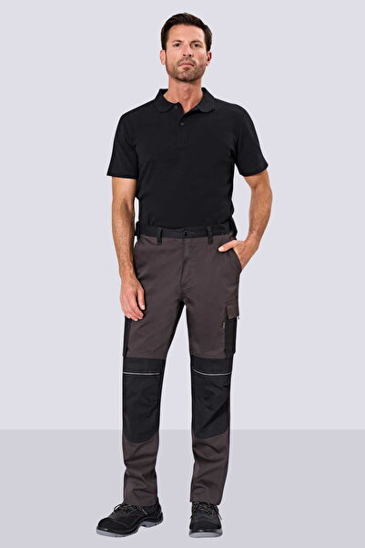İŞMONT Unisex Gri -Siyah Bel Lastikli Pro Likralı İş Pantolonu Kargo Cepli Re...