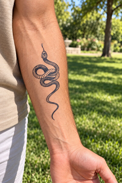 TAKIŞTIR Yılan Sonradan Kararan Yarı Kalıcı Geçici Dövme Tattoo