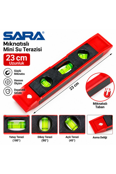 S649 Mıknatıslı Mini Usta Su Terazisi 23 cm