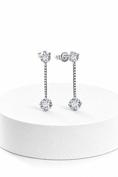 jelux silver Gümüş 925 Ayar 4 Mm 5 Mm Zincirli Premium Star Kesim Zirkon Taşl...