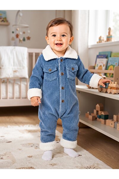 Chicsy Baby Tatlı Premium Çizgili Kadife İçi Peluşlu Welsoft Detaylı Düğmeli ...