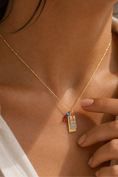 Spossy Silver Jewelry 925 Ayar Gümüş Gold Kaplamalı Ayet-el Kürsi Yazılı Kolye