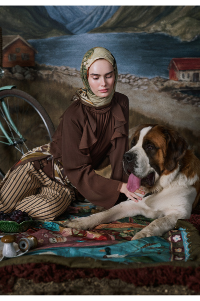 Freshscarfs Deep Forest Desen Vual Eşarp Soft Yeşil