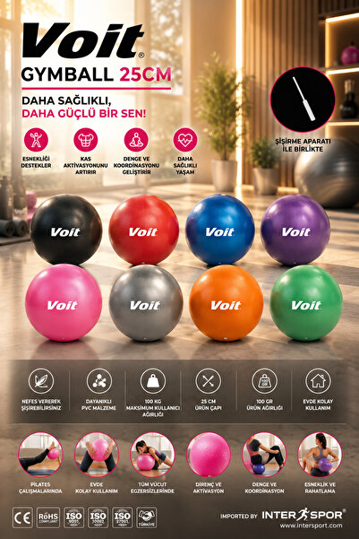 Voit 25 cm Lüx Mini Pilates Topu Denge Yoga Egzersiz Topu Gymball