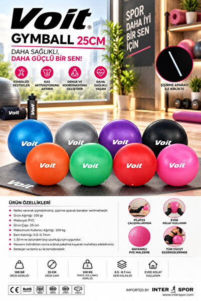 Voit 25 cm Lüx Mini Pilates Topu Denge Yoga Egzersiz Topu Gymball