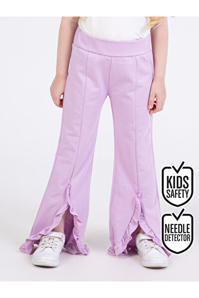 Denokids Kız Çocuk Fırfırlı Lila Eşofman Altı