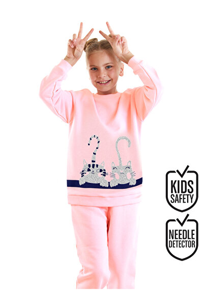Denokids Çizgili Dostlar Kız Çocuk Pembe Eşofman Takım