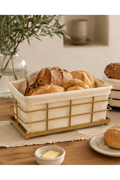 HELVACIOĞLU AKSESUAR Metal Ekmek Sepeti, Ekmeklik, Çok Amaçlı Sepet 26x13 cm ...