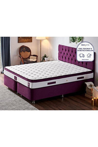 Niron Yatak Niron Violet Yatak Seti 180x200 cm Çift Kişilik Yatak Baza Başlık...