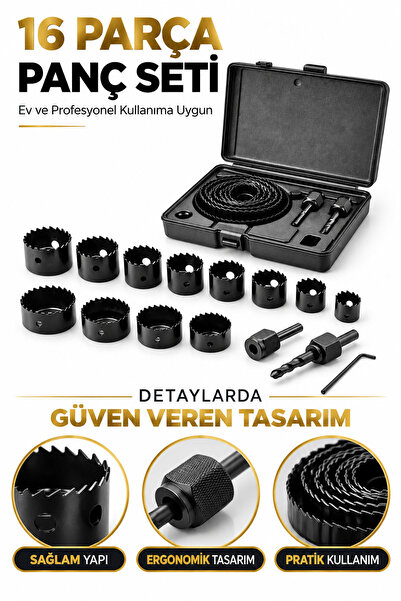 RUFTPRO 16 Parça Panç Seti 19-64 mm Ahşap Metal Plastik Delme İşleri