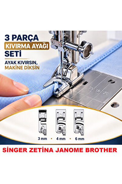 Swart Singer Beko Zetina Janome Brother Homemax Moonstar Kıvırma ayak seti 3m...