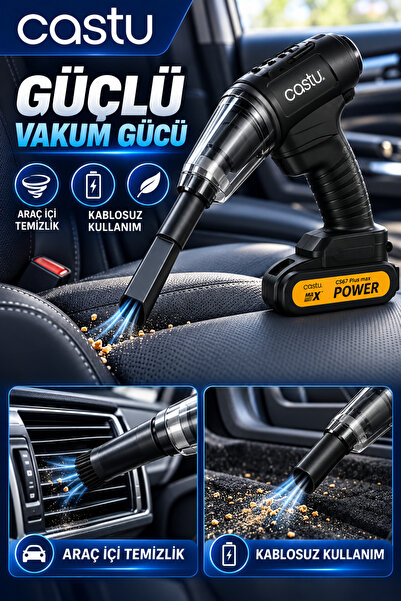 HOTSY Castu Cs67 Kablosuz Dijital Hava Kompresörü Ve Araç Süpürgesi 2 in 1 | 6000mAh | 150 PSI