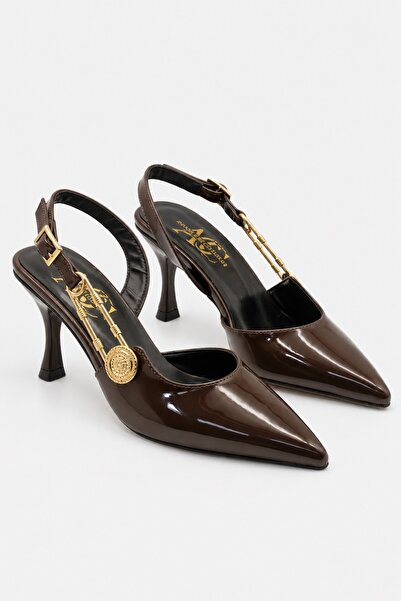 CARLA BELLA Kadın Rugan Slingback Ayakkabı Sivri Burun Topuk Kadın Stiletto