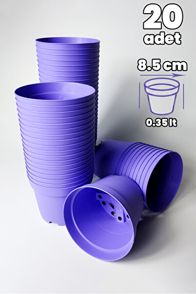 Tekpar Kaktüs ve Sukulent Saksısı Bol Drenaj Delikli Lila 8.5 cm Çap 20 Adet