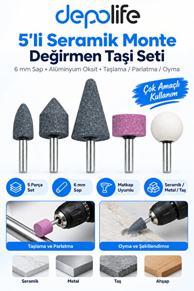 Depolife Seramik Monte Değirmen Taşı Bileme Taşlama Parlatma Için Oyma Alümin...