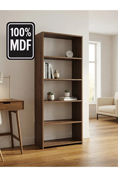 Paye Furni 5 Raflı Kitaplık %100 MDF - Venezia Ceviz