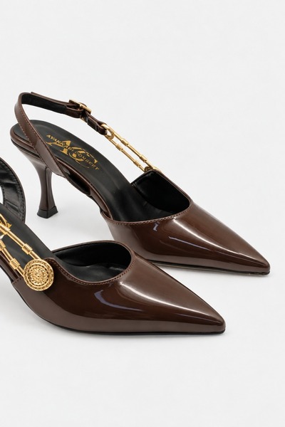 CARLA BELLA Kadın Rugan Slingback Ayakkabı Sivri Burun Topuk Kadın Stiletto