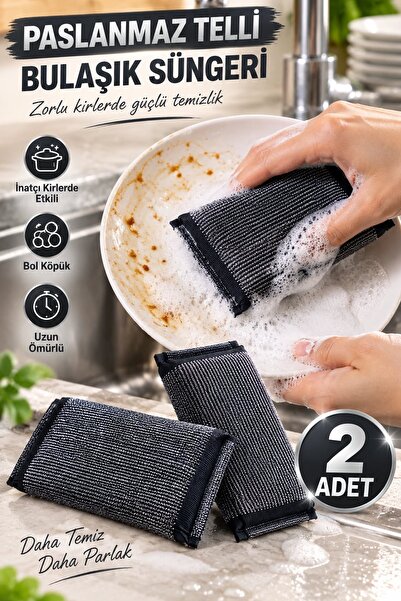 Kitchen Beauty ( 2 Adet ) Inox Paslanmaz Telli Bulaşık Süngeri