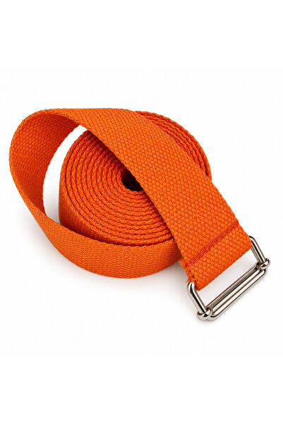 Yoga Kemeri 230 Cm 4 Cm Pamuklu Metal Tokalı Yoga Pilates Esneme Kayışı Yoga Strap Turuncu