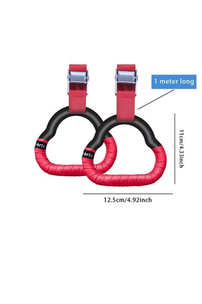 Choice1 1M red Multi-Function Wall Mounted Adjustable Fitness Rings Indoor Ho...