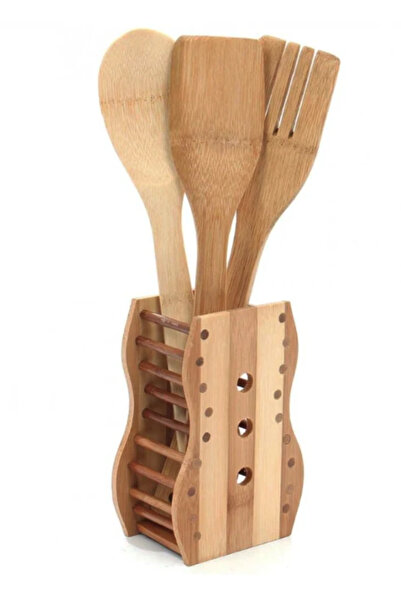 LILY Set 3 ustensile bambus cu suport decor