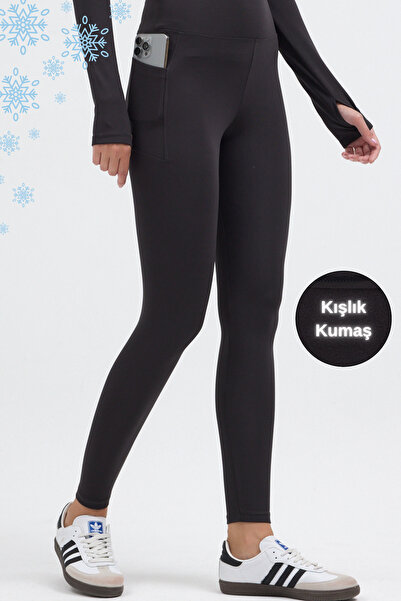 Pavotti Kadın Kışlık İçi Polarlı Yüksek Bel Toparlayıcı Cepli Tayt