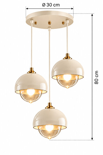 Luna Lighting Pera 3 lü Salon Mutfak Koridor Yemek Masası Metal Şık Estetik Dekoratif Sarkıt Avize