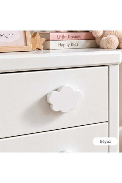 TURUNÇ AKSESUAR Beyaz Bulut Kulp- En 7.5 Cm Boy 6.5 Cm Bebek Çocuk Genç Odası...