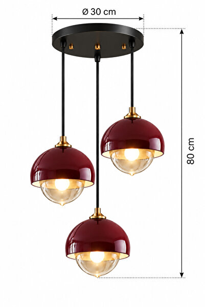 Luna Lighting Pera 3 lü Salon Mutfak Koridor Yemek Masası Metal Şık Estetik Dekoratif Sarkıt Avize