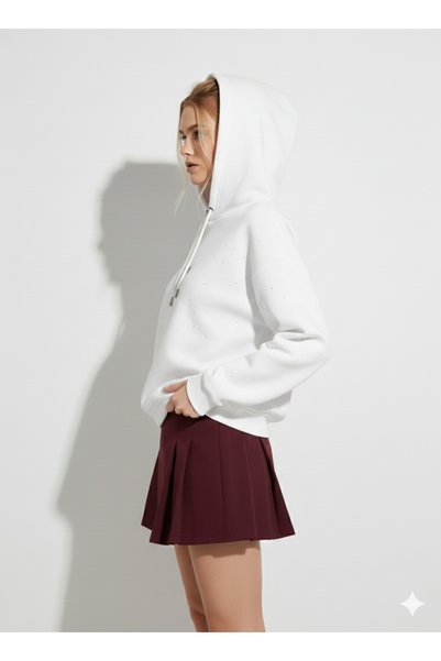 ribana Women's Three Thread B Printed K Hooded Cotton Inside Soft Textured Regular Cut Sweatshirt
