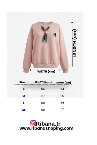 ribana Women's three-thread soft touch long sleeve sweatshirt with pocket detail, drawstring tie, and embroidered bow accent.