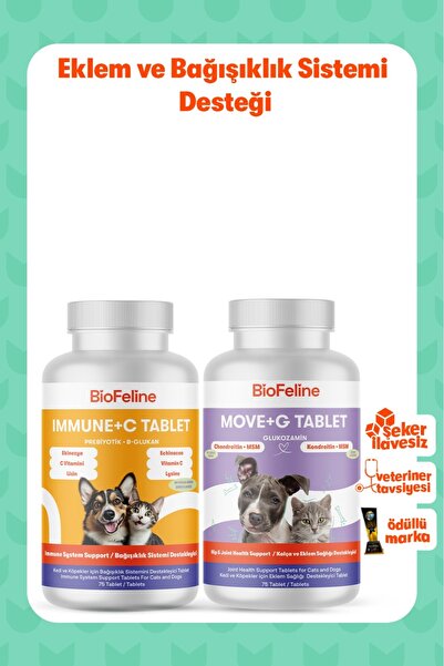 BioFeline Önleyici, Hareket Ve Glukozamin MSM + Immune C Kedi Köpek Tablet 75...