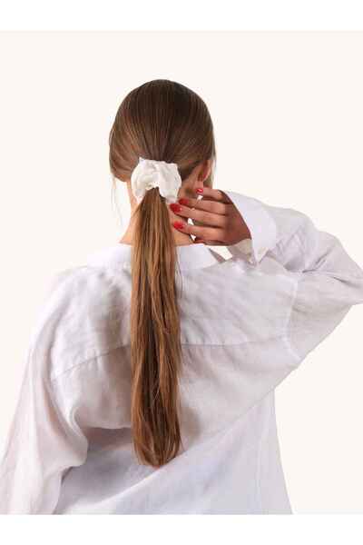 Alba Ivory Vegan İpek (%100 Cupro) Scrunchie - Saç Kırılma Karşıtı ve İz Yapmayan Saç Tokası