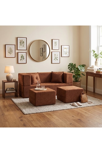 BRANNA HOME Neo Açılır Koltuk & 2 Li Puflu Uzanma Koltuğu & Çok Amaçlı Aktivi...