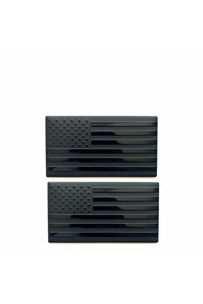 Choice black 2pc Aluminum alloy metal American flag car logo suitable for bod...