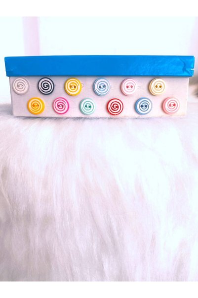 Zedhobi 60 Adet 15 Mm Renkli Yuvarlak Sarmal Desenli Düğme