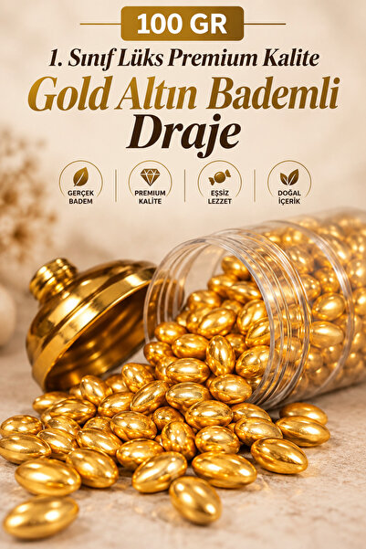 ÜLKÜ KURUYEMİŞ (100 GR) 1. Sınıf Lüks Premium Kalite Gold Altın Bademli Draje...