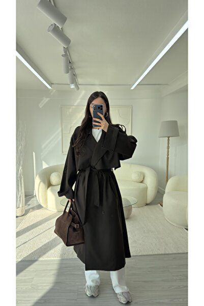 LUUNA STORE OVERSIZE UZUN TRENÇKOT - ACI KAHVE
